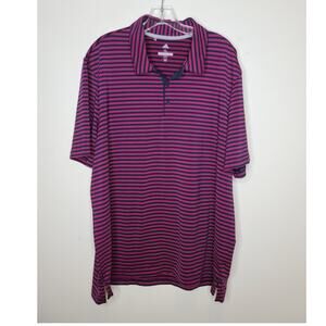 Adidas Golf blue pink striped short sleeve polo shirt - XL